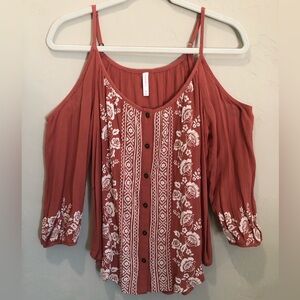 Xhiliration Open Shoulder 3/4 Length Sleeve